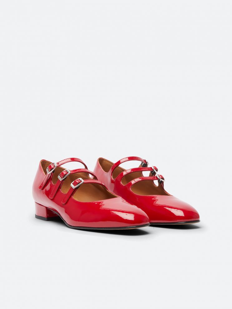 ARIANA red patent leather Mary Janes ballet flats | Carel Paris Shoes