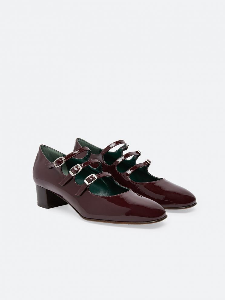 KINA Burgundy patent leather and leather heel Mary Janes | Carel Paris ...