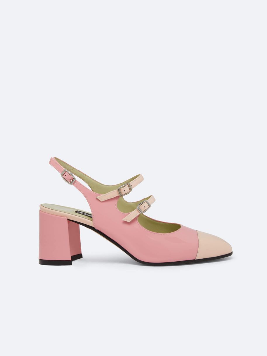 PAPAYA Pink and nude patent leather slingback Mary Janes