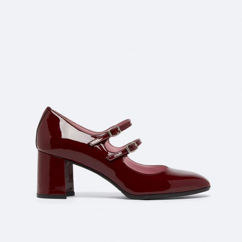 ALICE burgundy patent leather Mary Janes pumps | Carel Paris Shoes