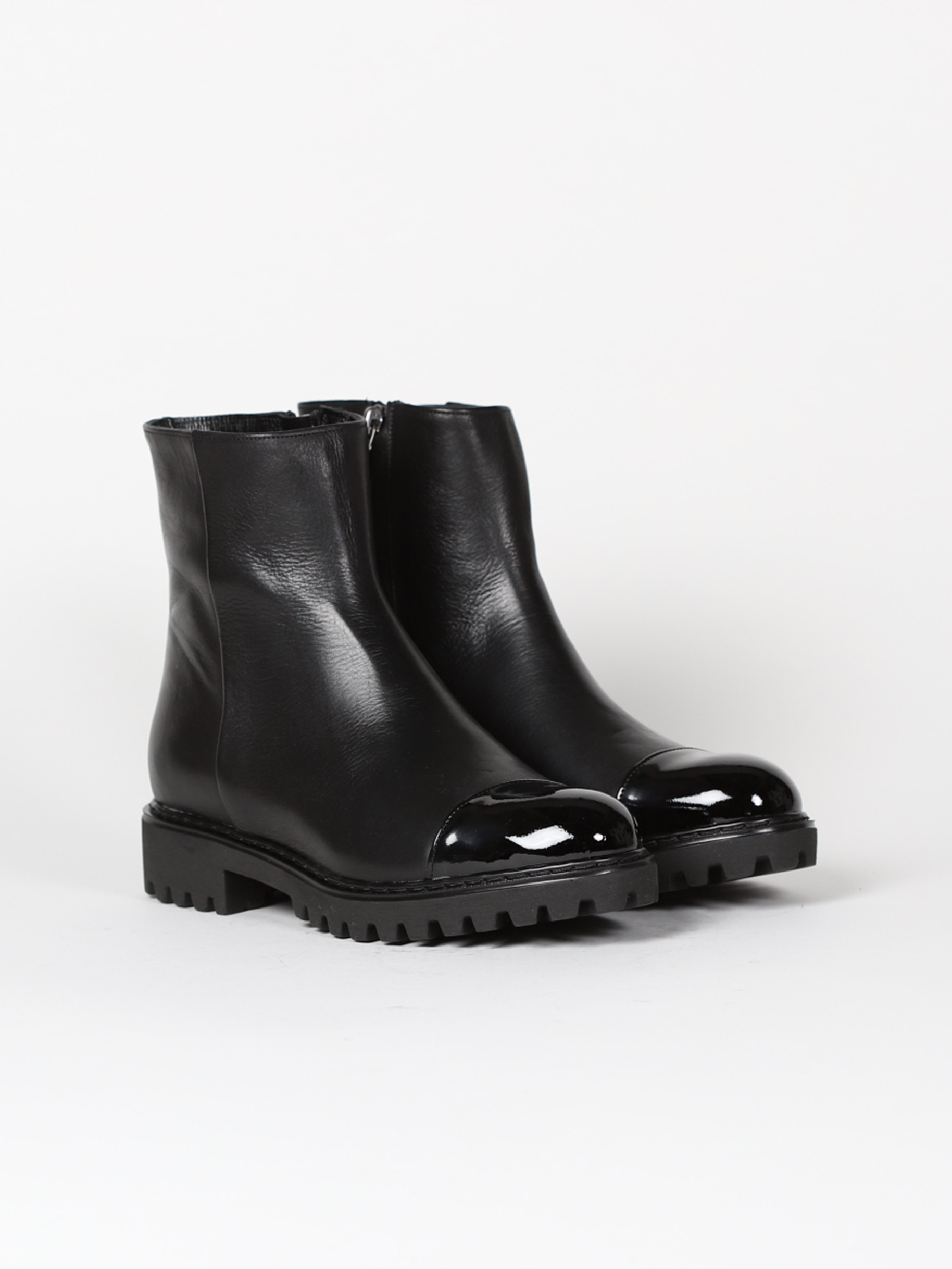 patent leather ankle boots