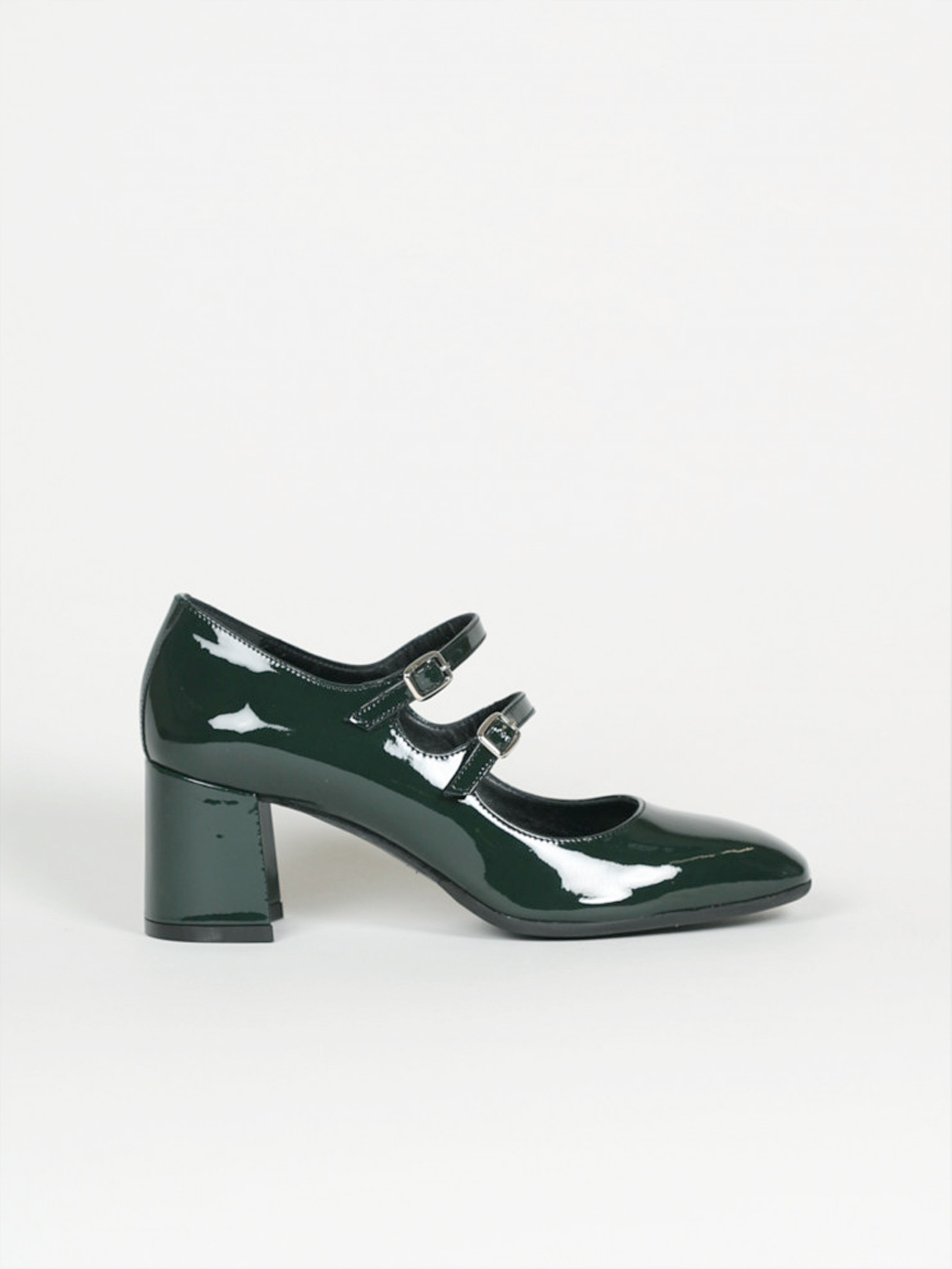Green patent leather Mary Janes