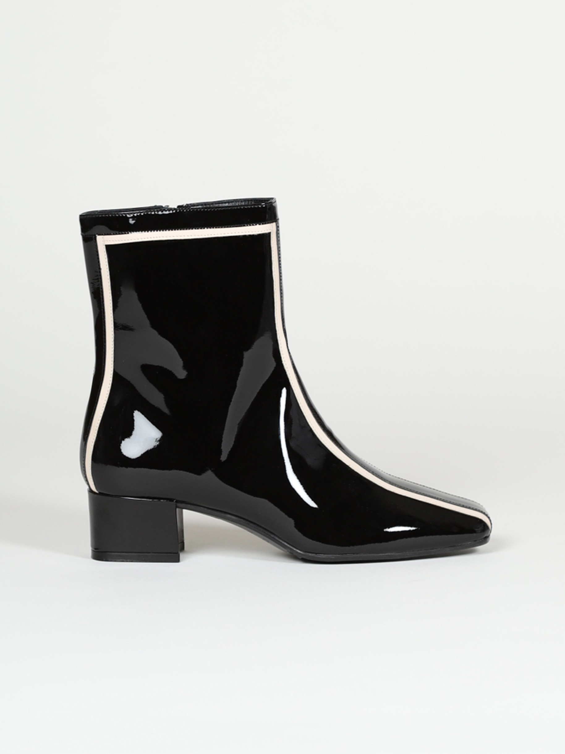 SOHO black and white patent leather ankle boots | Carel Paris Shoes