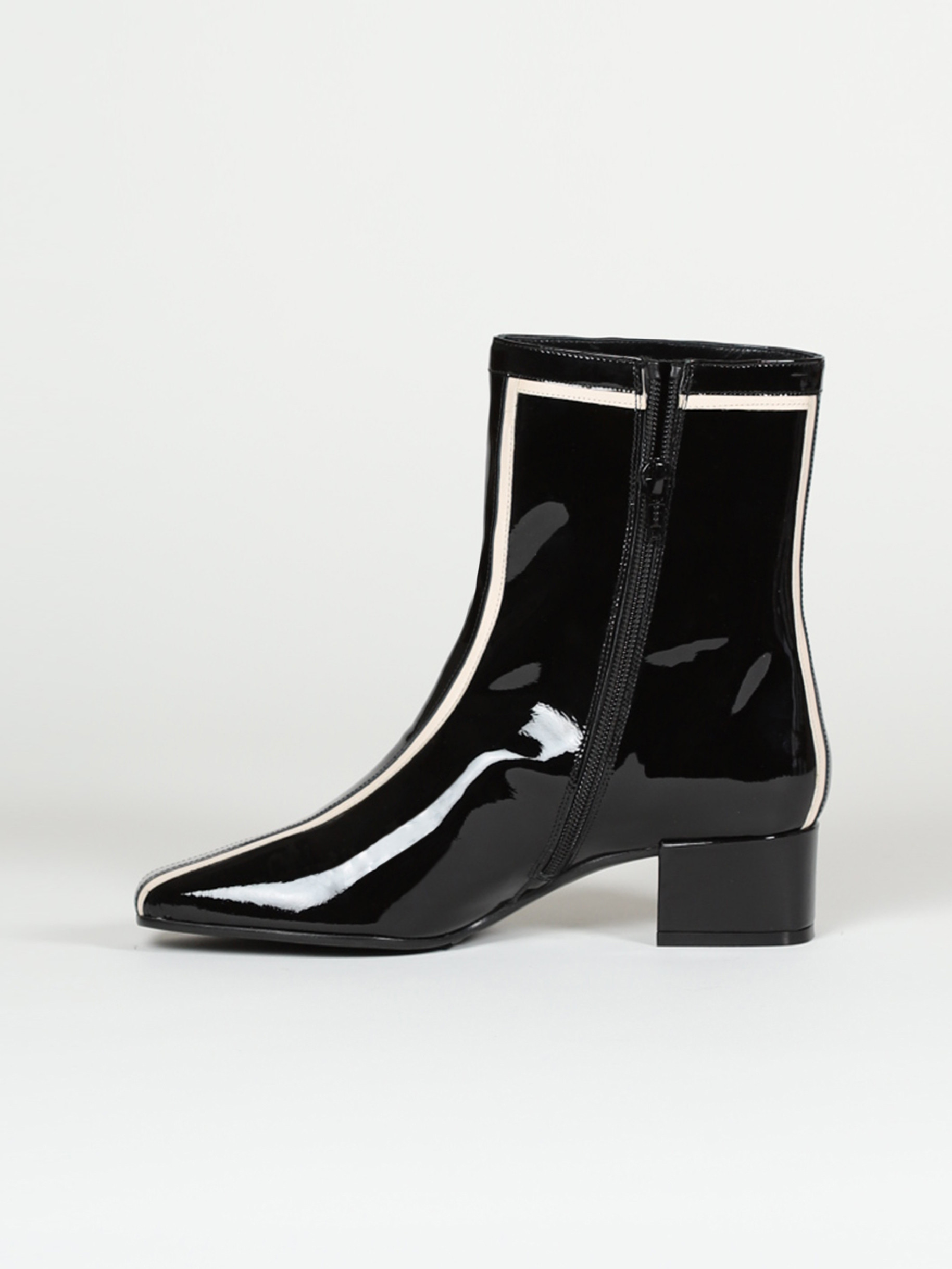 SOHO black and white patent leather ankle boots | Carel Paris Shoes