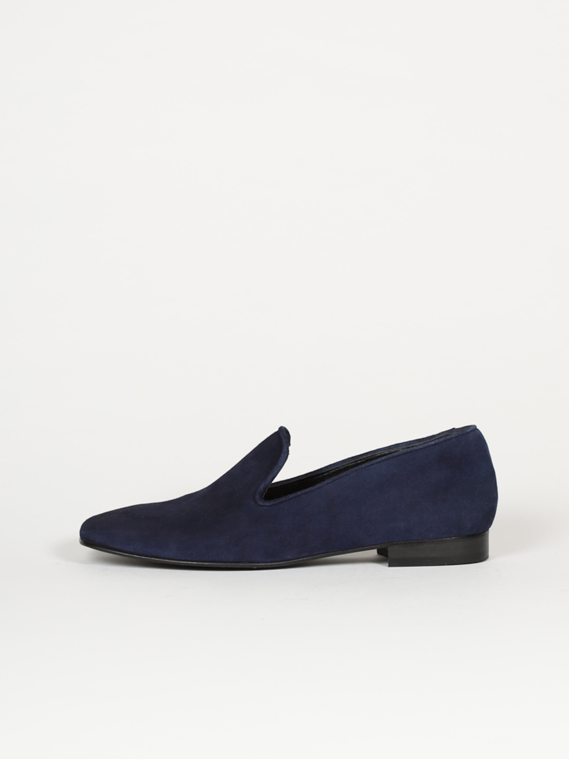 Navy suede leather loafers
