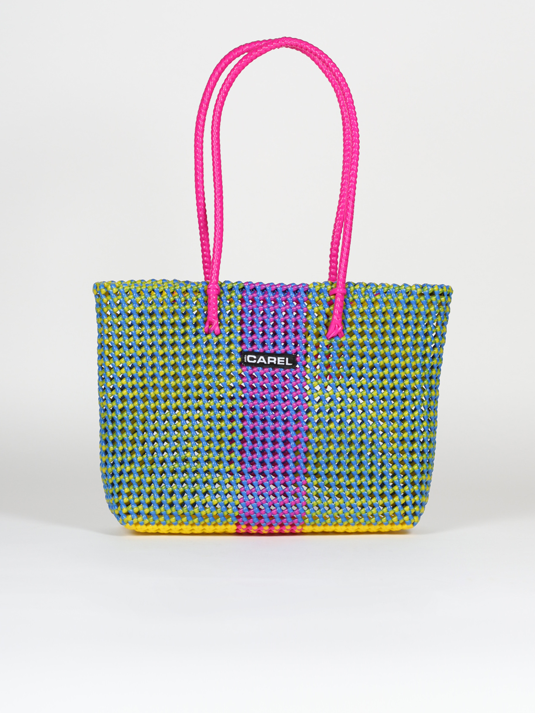 Blue, yellow and pink bag