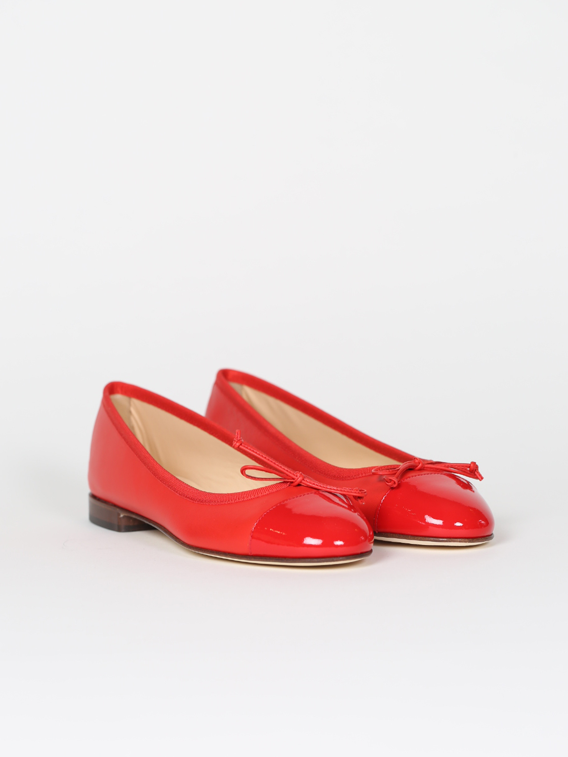 Red leather and patent ballet flats