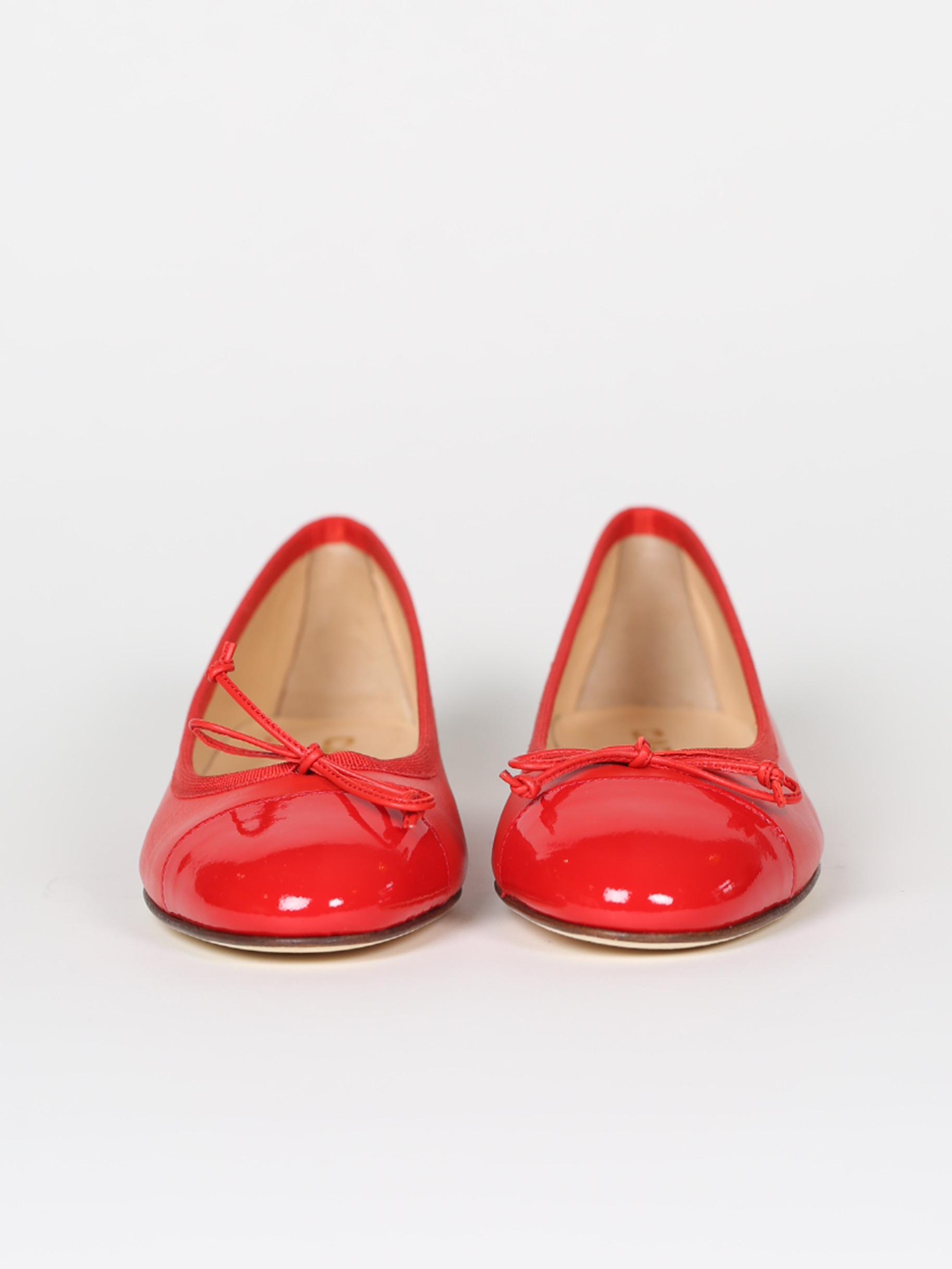 Red leather and patent ballet flats
