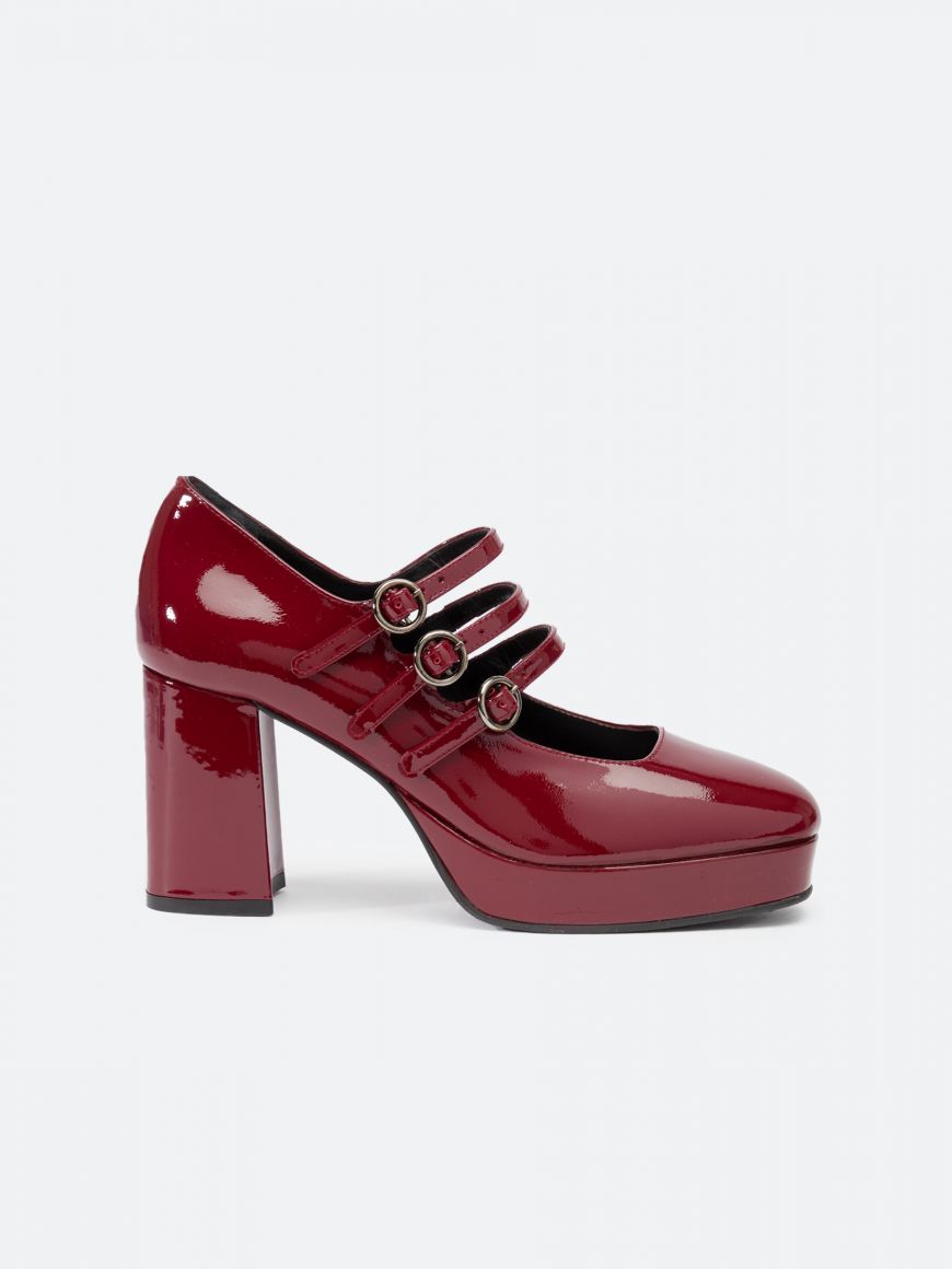 PIGALLE Burgundy patent leather platform Mary Janes | Carel Paris Shoes