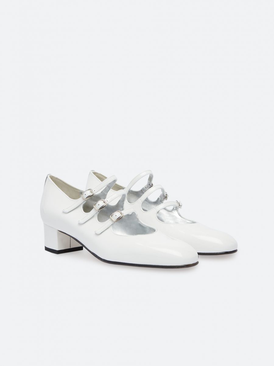 BANANA white patent leather slingback Mary Janes | Carel Paris Shoes