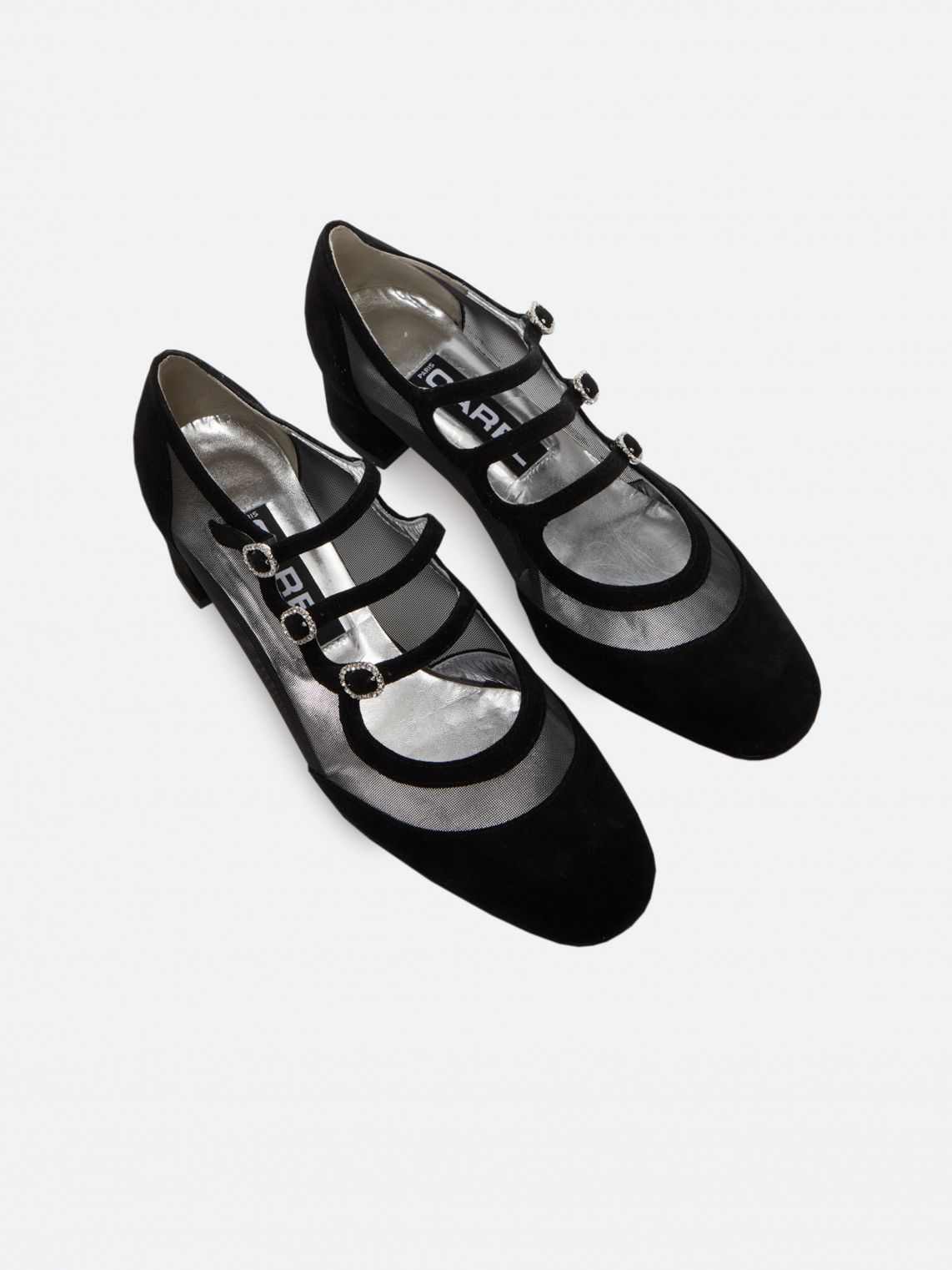 KINIGHT Black suede leather and mesh Mary Janes | Carel Paris Shoes
